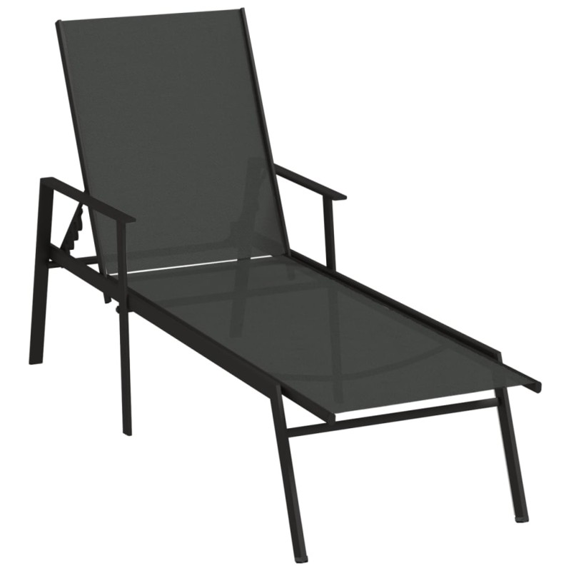 vidaXL Tumbona de acero y tela textilene negro vidaXL Tumbona de acero y tela textilene negro