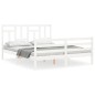 vidaXL Estructura de cama matrimonio con cabecero madera maciza blanco vidaXL Estructura de cama matrimonio con cabecero madera maciza blanco