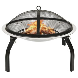 vidaXL Brasero y barbacoa 2 en 1 atizador acero inoxidable 56x56x49 cm