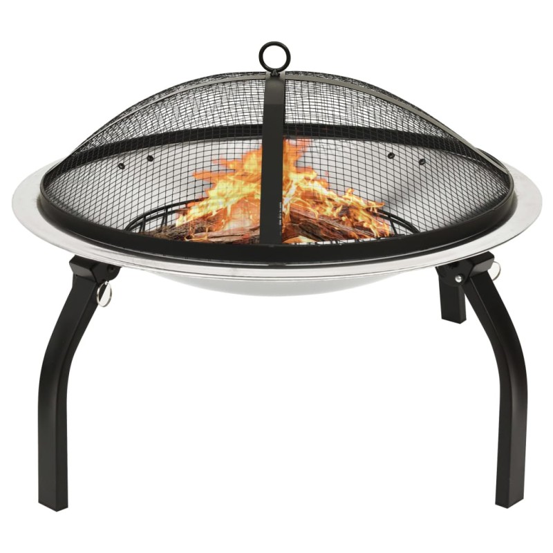 vidaXL Brasero y barbacoa 2 en 1 atizador acero inoxidable 56x56x49 cm vidaXL Brasero y barbacoa 2 en 1 atizador acero inoxidable 56x56x49 cm