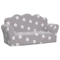 vidaXL Sofá infantil de 2 plazas gris claro con estrellas felpa suave