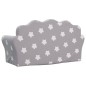 vidaXL Sofá infantil de 2 plazas gris claro con estrellas felpa suave