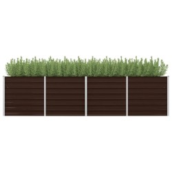 vidaXL Arriate de acero galvanizado marrón 320x80x77 cm