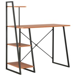 vidaXL Escritorio con estantería negro y marrón 102x50x117 cm