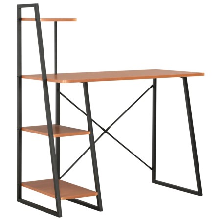 vidaXL Escritorio con estantería negro y marrón 102x50x117 cm