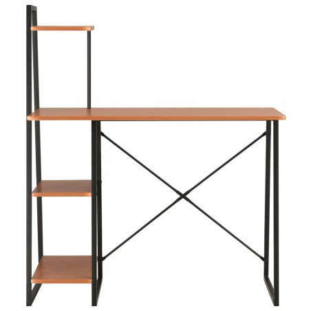 vidaXL Escritorio con estantería negro y marrón 102x50x117 cm