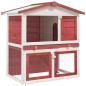 vidaXL Jaula conejera con 3 puertas madera rojo vidaXL Jaula conejera con 3 puertas madera rojo