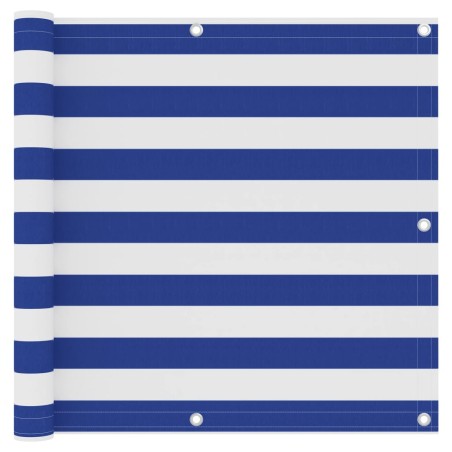 vidaXL Toldo para balcón tela oxford blanco y azul 90x500 cm