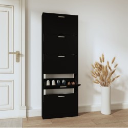 vidaXL Mueble zapatero madera contrachapada negro 59x17x169 cm