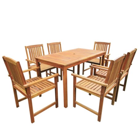 vidaXL Set de comedor de jardín 7 piezas madera maciza de acacia