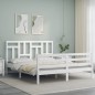 vidaXL Estructura de cama matrimonio con cabecero madera maciza blanco vidaXL Estructura de cama matrimonio con cabecero madera maciza blanco