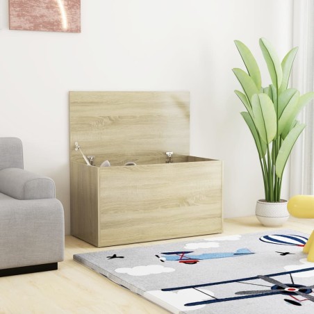 vidaXL Baúl de almacenaje madera contrachapada color roble 84x42x46cm