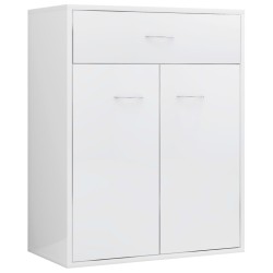 vidaXL Aparador de madera contrachapada blanco brillante 60x30x75 cm