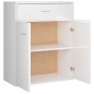 vidaXL Aparador de madera contrachapada blanco brillante 60x30x75 cm