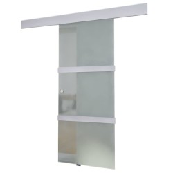 vidaXL Puerta corredera de cristal y aluminio 178 cm plateado 