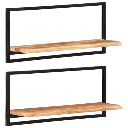 vidaXL Estantes de pared 2 unidades madera maciza acacia 80x25x35 cm 