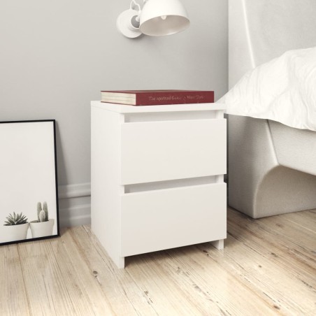 vidaXL Mesitas de noche 2 uds madera contrachapada blanco 30x30x40 cm