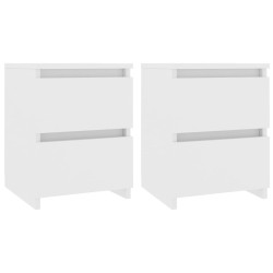 vidaXL Mesitas de noche 2 uds madera contrachapada blanco 30x30x40 cm