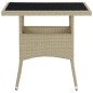 vidaXL Mesa de comedor de jardín ratán sintético y vidrio beige vidaXL Mesa de comedor de jardín ratán sintético y vidrio beige