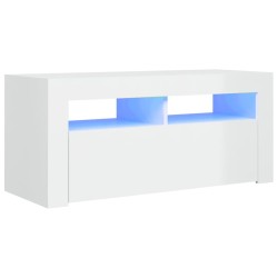 vidaXL Mueble de TV con luces LED blanco brillante 90x35x40 cm