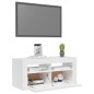 vidaXL Mueble de TV con luces LED blanco brillante 90x35x40 cm