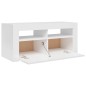 vidaXL Mueble de TV con luces LED blanco brillante 90x35x40 cm