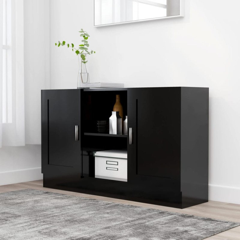 vidaXL Aparador de madera contrachapada negro 120x30,5x70 cm