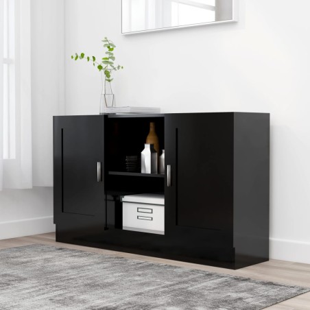 vidaXL Aparador de madera contrachapada negro 120x30,5x70 cm