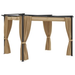 vidaXL Cenador con cortinas acero gris taupe 3x3 m