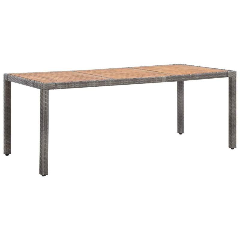 vidaXL Mesa de jardín ratán PE gris madera acacia maciza 190x90x75 cm vidaXL Mesa de jardín ratán PE gris madera acacia maciza 190x90x75 cm