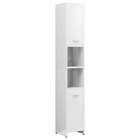 vidaXL Armario baño madera contrachapada blanco brillo 30x30x183,5 cm