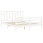 vidaXL Estructura de cama matrimonio con cabecero madera maciza blanco vidaXL Estructura de cama matrimonio con cabecero madera maciza blanco