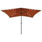 vidaXL Sombrilla con LED y poste de acero terracota 2x3 m