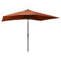 vidaXL Sombrilla con LED y poste de acero terracota 2x3 m