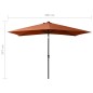vidaXL Sombrilla con LED y poste de acero terracota 2x3 m