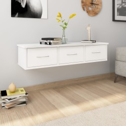 vidaXL Estante cajones para pared contrachapada blanco 88x26x18,5 cm