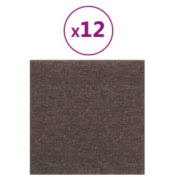 vidaXL Paneles de pared 12 uds tela gris taupé 30x30 cm 1,08 m²