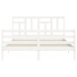 vidaXL Estructura de cama matrimonio con cabecero madera maciza blanco vidaXL Estructura de cama matrimonio con cabecero madera maciza blanco