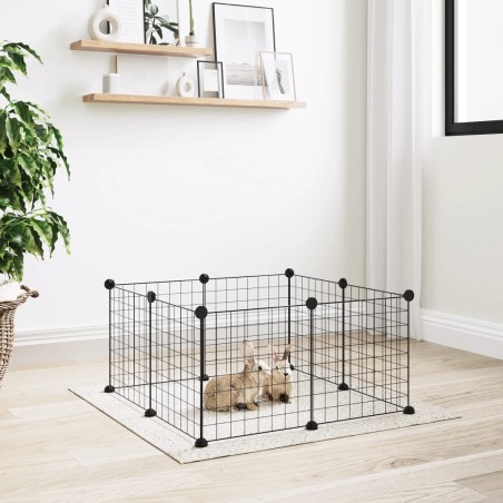 vidaXL Jaula para mascotas de 8 paneles acero negro 35x35cm