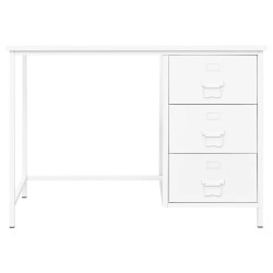vidaXL Escritorio industrial con cajones acero blanco 105x52x75 cm