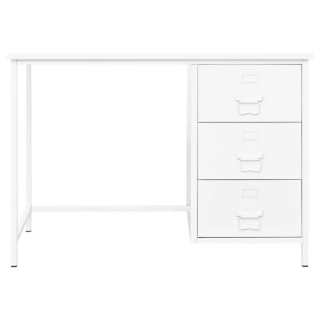 vidaXL Escritorio industrial con cajones acero blanco 105x52x75 cm
