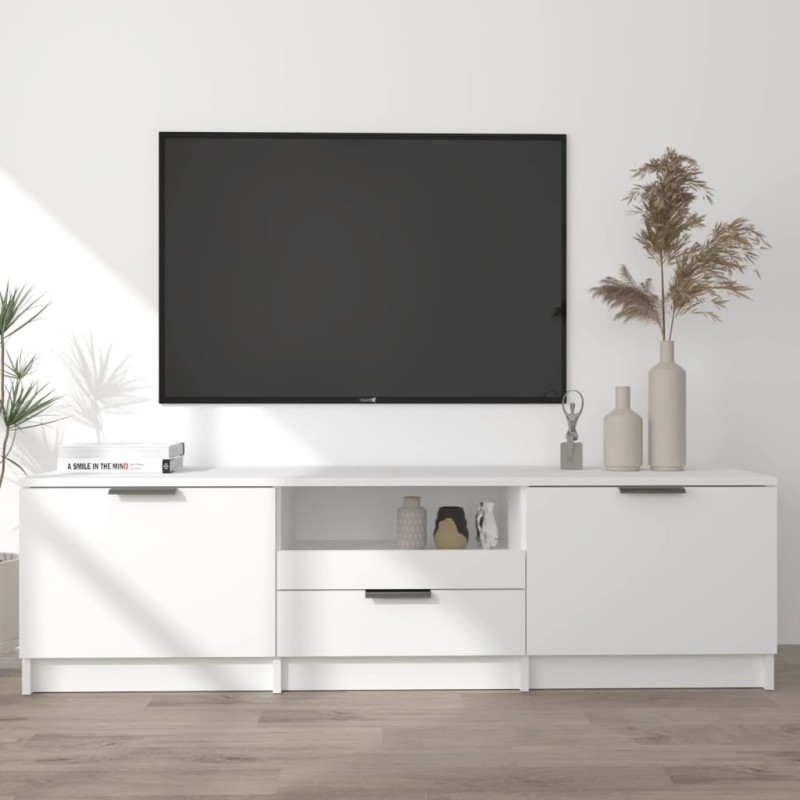 vidaXL Mueble para TV madera contrachapada blanco 140x35x40 cm