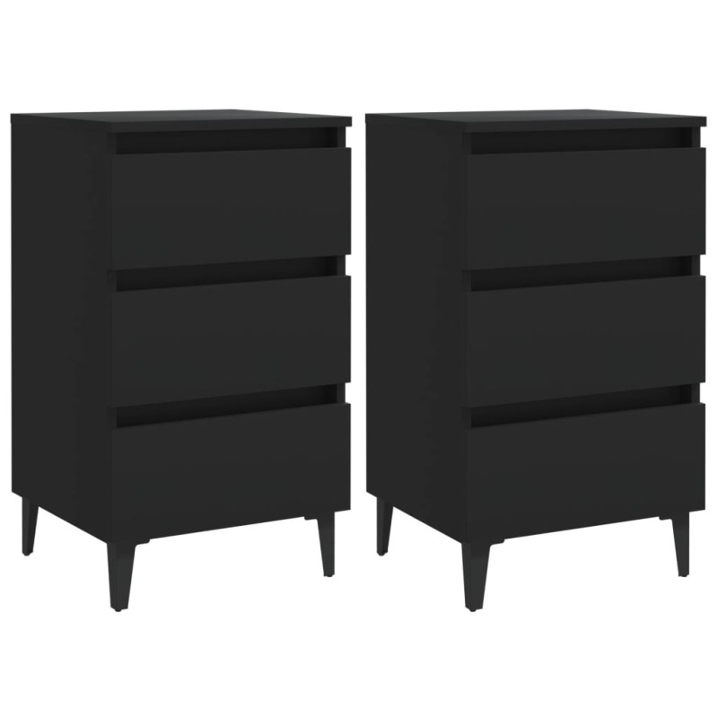 vidaXL Mesitas noche con patas metal 2 uds negro 40x35x69 cm vidaXL Mesitas noche con patas metal 2 uds negro 40x35x69 cm