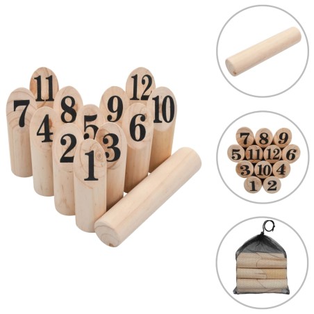 vidaXL Juego de números Kubb madera