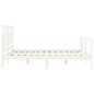 vidaXL Estructura de cama matrimonio con cabecero madera maciza blanco vidaXL Estructura de cama matrimonio con cabecero madera maciza blanco
