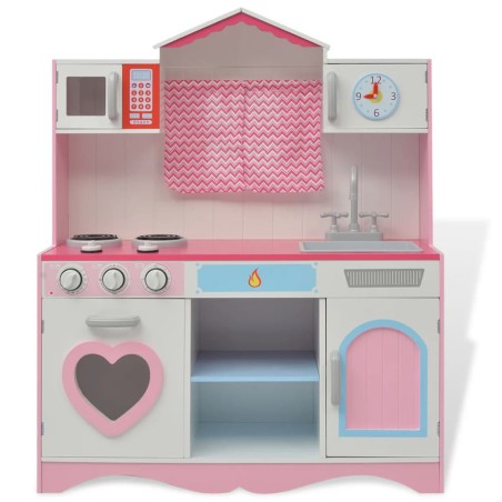 vidaXL Cocinita de juguete de madera rosa y blanca 82x30x100 cm