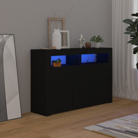 vidaXL Aparador con luces LED negro 115,5x30x75 cm