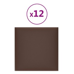 vidaXL Paneles de pared 12 uds cuero sintético marrón 30x30 cm 1,08 m²