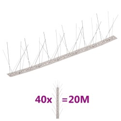 vidaXL Set de 40 hileras pinchos contra pájaros y palomas 5 filas 20 m