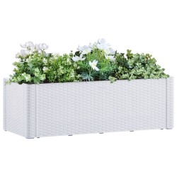 vidaXL Arriate con sistema de riego automático blanco 100x43x33 cm